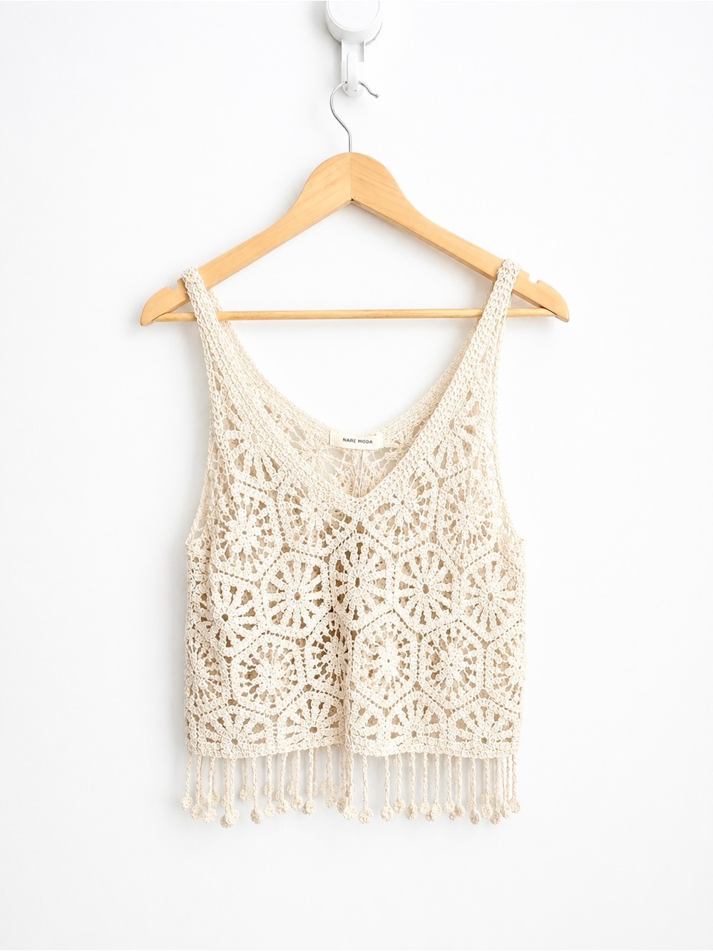 Anthropologie Nare Moda Crochet Fringe Crop Top Boho Festival NWT
